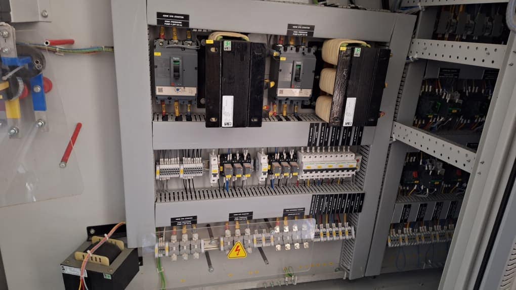 Electrical cabinet with installed components and wiring